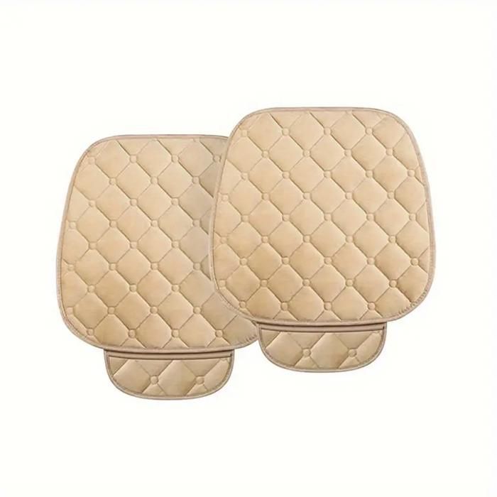 Fundas de felpa para asientos de coche (2 unidades) - Protectores universales para coches, hogares, oficinas y sillas (Beige)