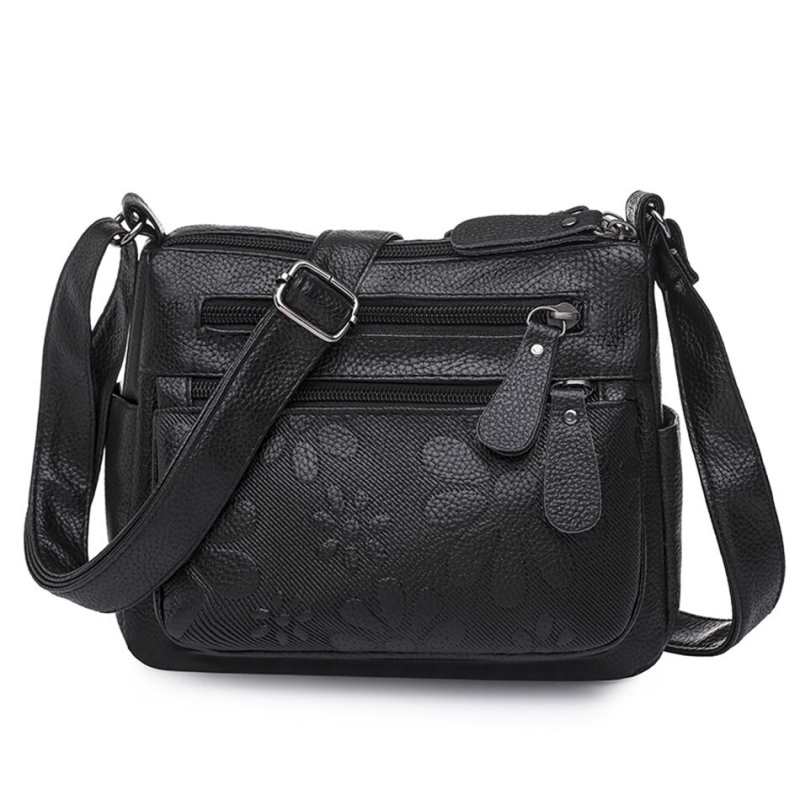 Sac bandoulière décontracté à deux couches pour femme, imprimé, avec poches multiples, en cuir.