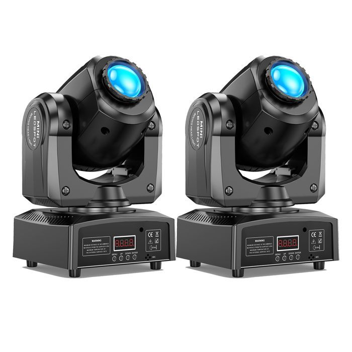 U'king Lighting Effects - Cabeza móvil LED RGBW de 120 W con haz de gobos - Para DJ, fiestas y discotecas - Paquete de 2 unidades en color negro