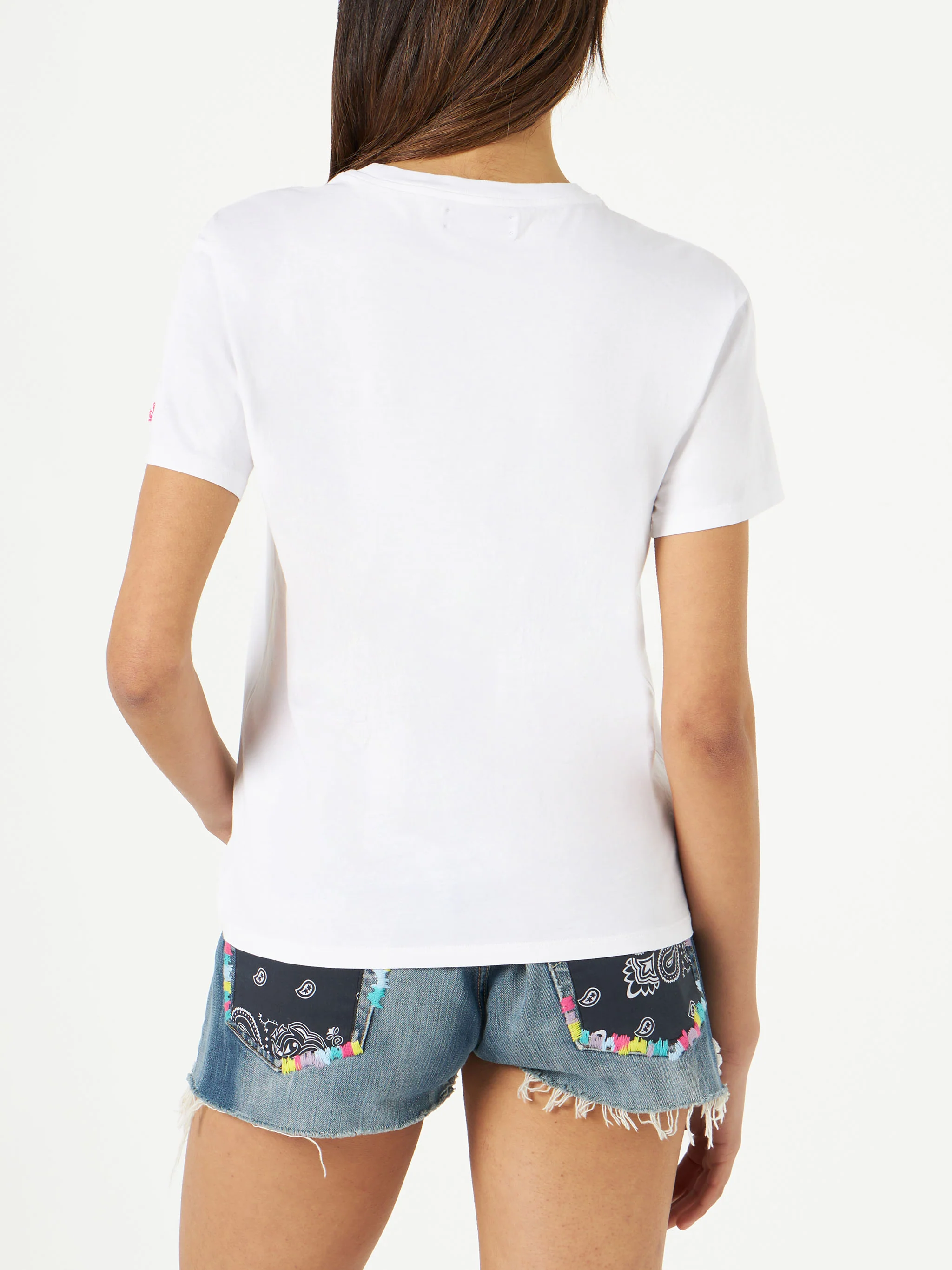 Camiseta de algodón para mujer con estampado de setas