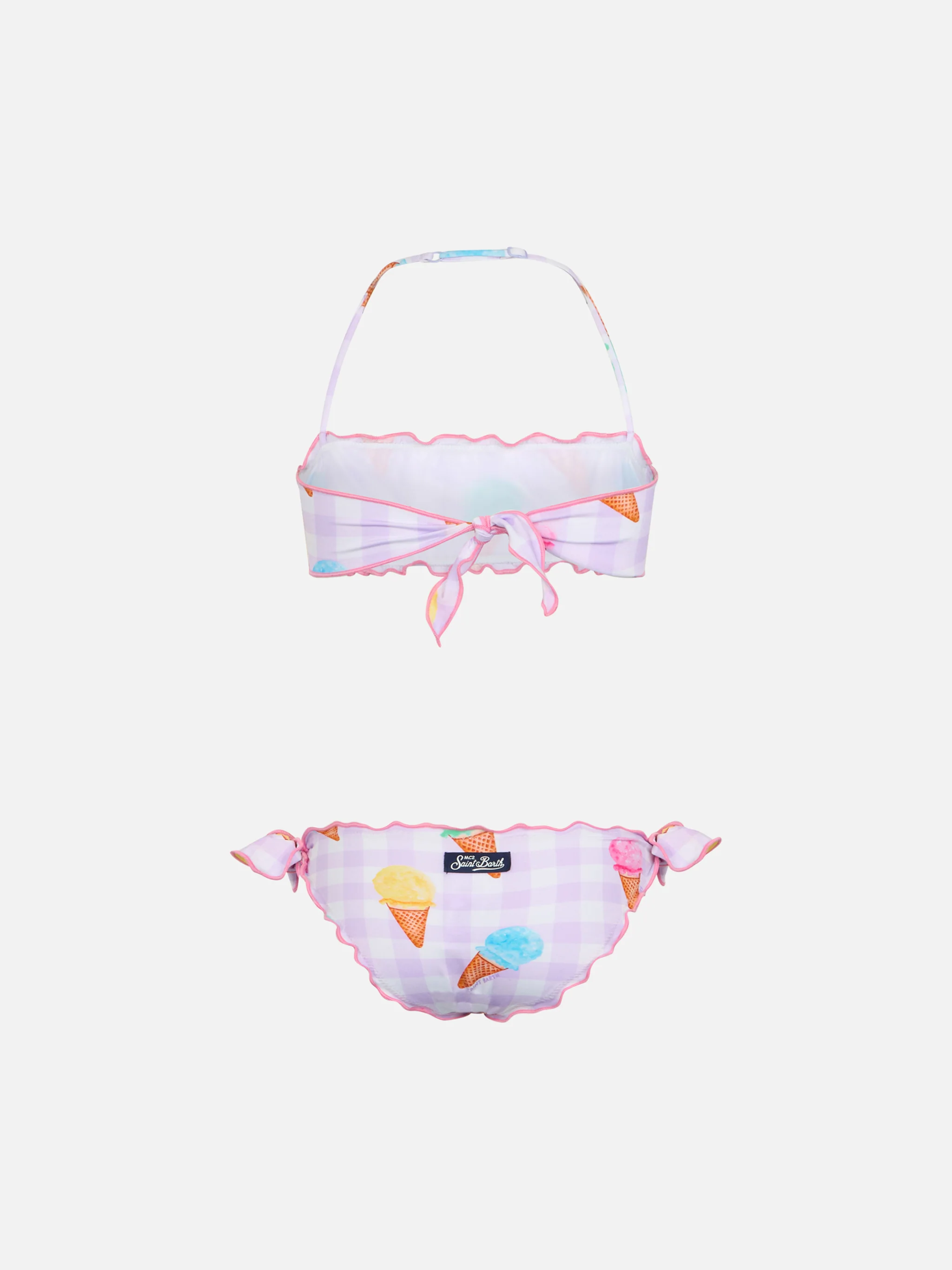 Bikini classico a fascia da bambina Emy con stampa gelato