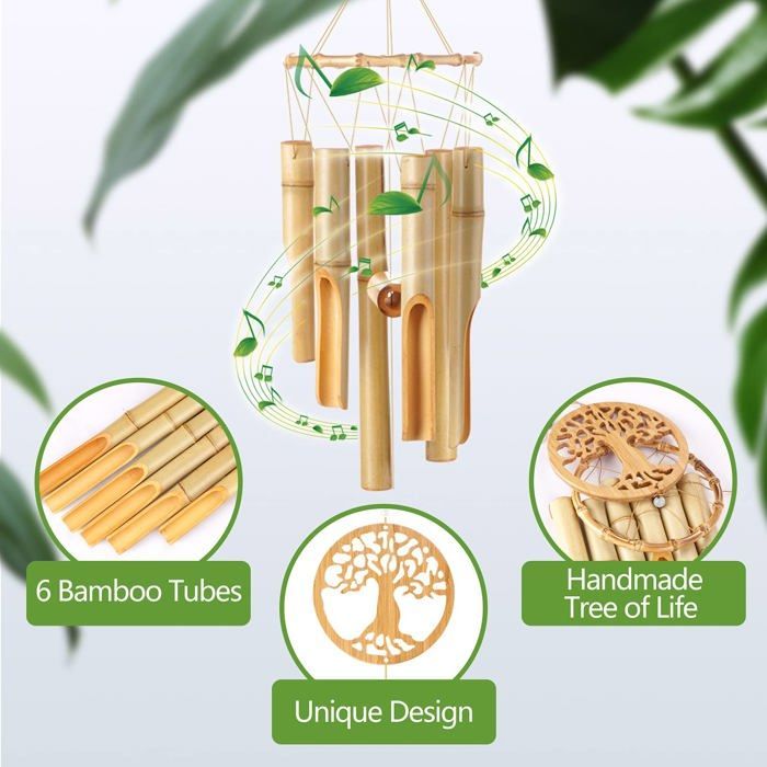 Chime of the tree of life, musical chime of hand-made wood for garden decoration, patio