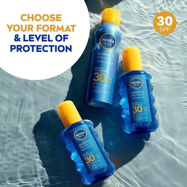 NIVEA Sun Protect & Dry Touch SPF30 транспарентни спреј за заштиту од сунца 200 мл