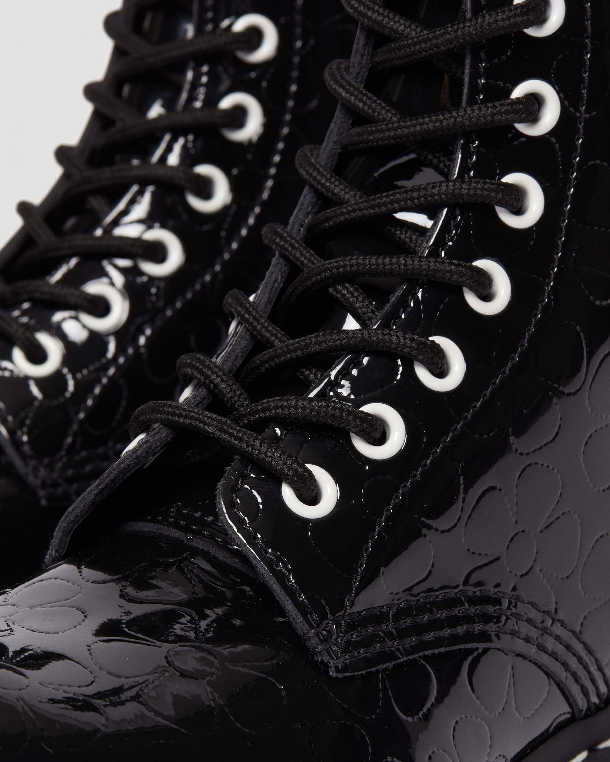 1460 Women's Flower Emboss Patent Leather Lace Up Boots