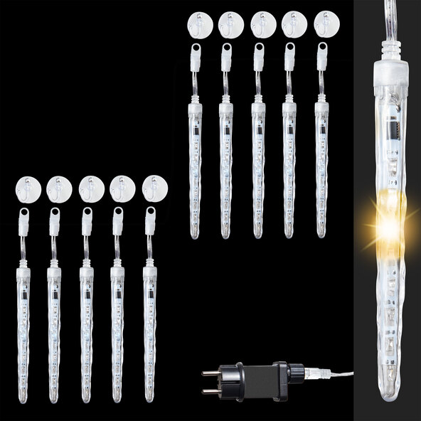IJspegelvormige lichtslinger, 80 LED's, warm wit