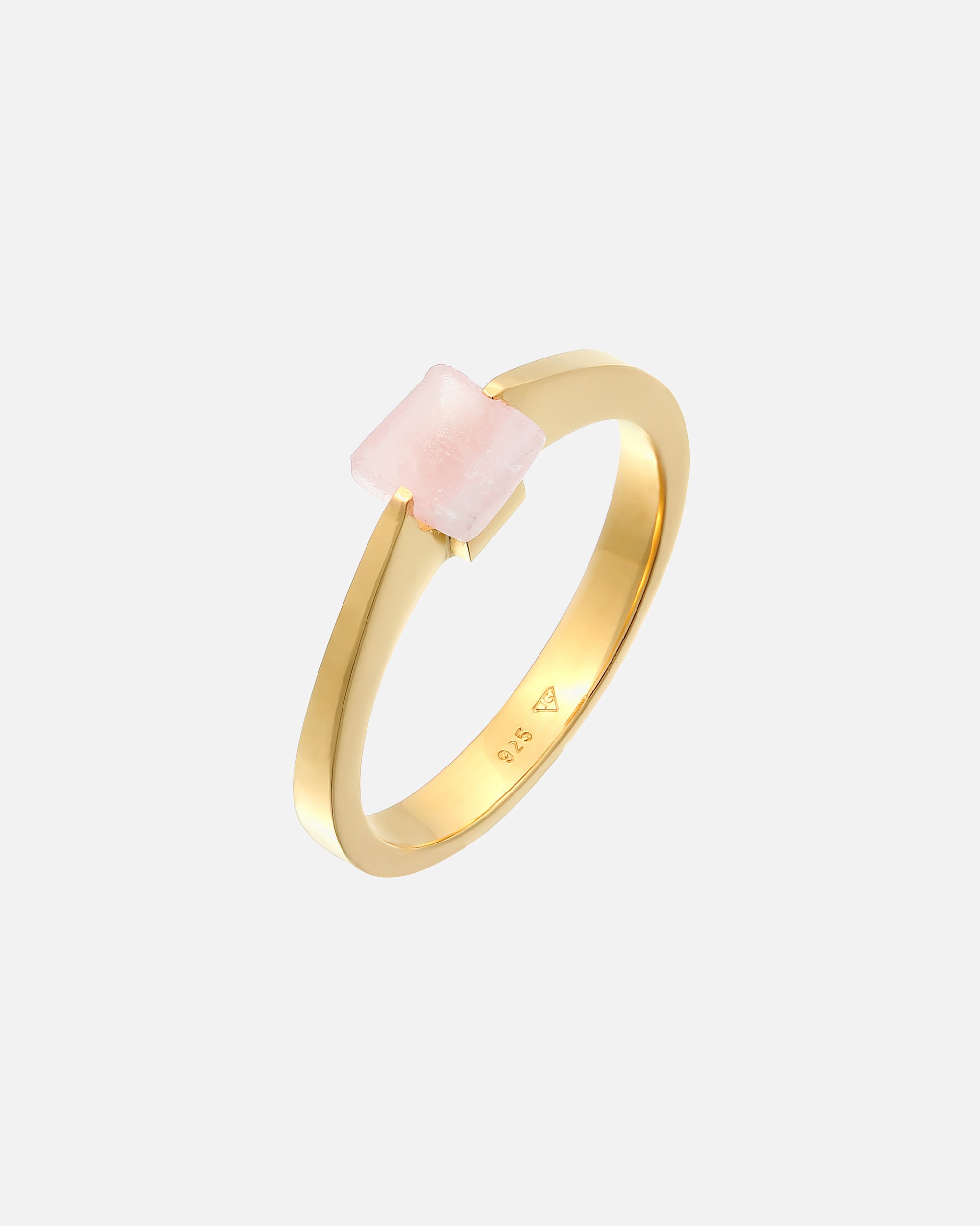 Elli PREMIUM Femme carré solitaire avec pierre précieuse de quartz en argent sterling 925 plaqué or