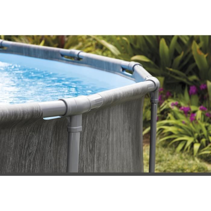 Kit de piscina tubular elevada Intex - Estructura Pris - 457 x 122 cm - Redonda (bomba, cubierta, alfombrilla de suelo y escalera) - 26742NP
