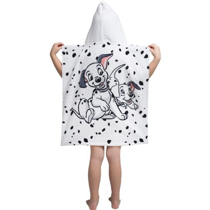 Toalla tipo poncho con capucha - 101 Dálmatas - Patch y Rolly - 100% algodón - Lavable a máquina - 50x115 cm
