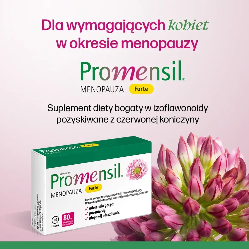 Promensil Forte, Preparat łagodzący objawy menopauzy, Tabletki
