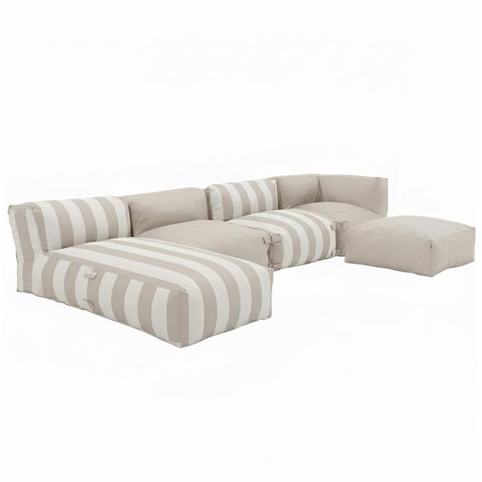 Set di mobili da giardino modulari Mixi a 5 posti a righe beige, Oviala
