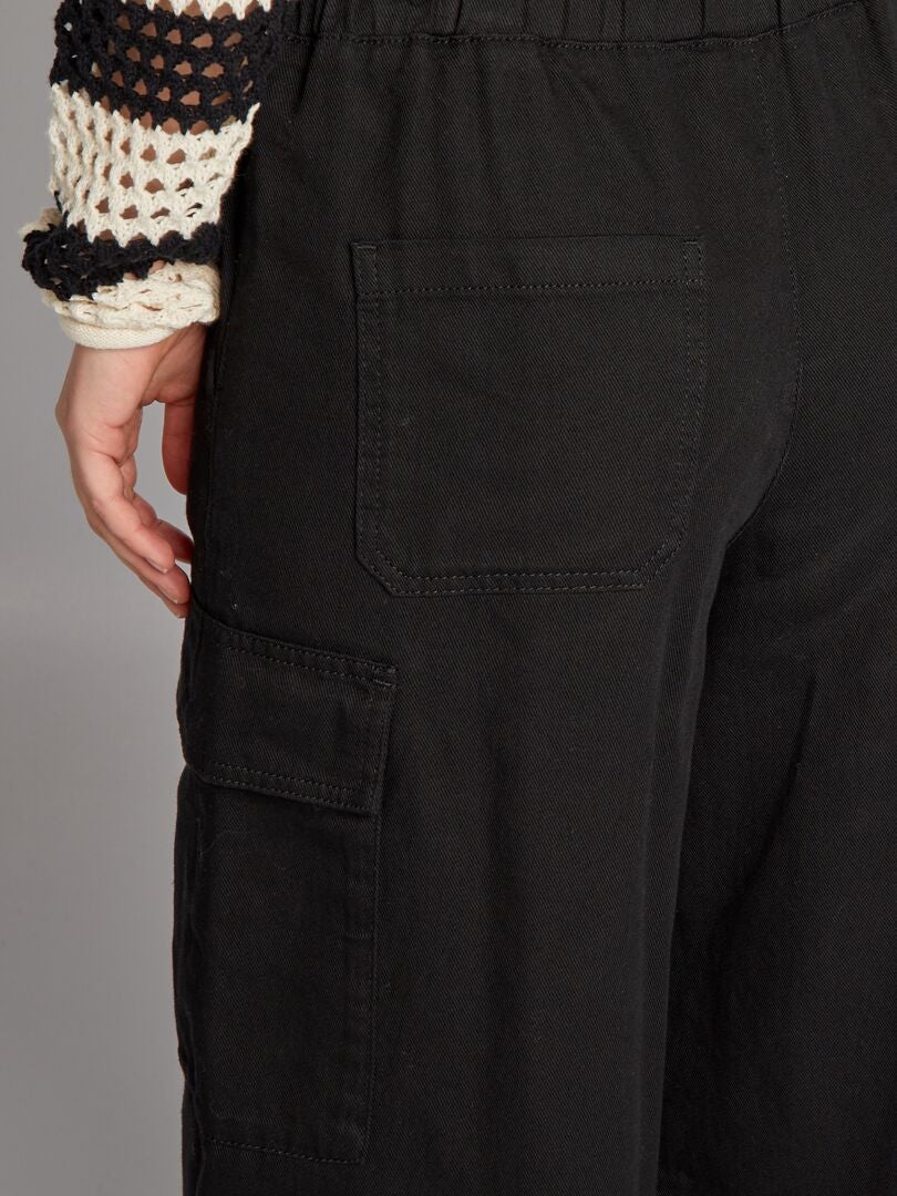 Wijde broek met zakken - zwart