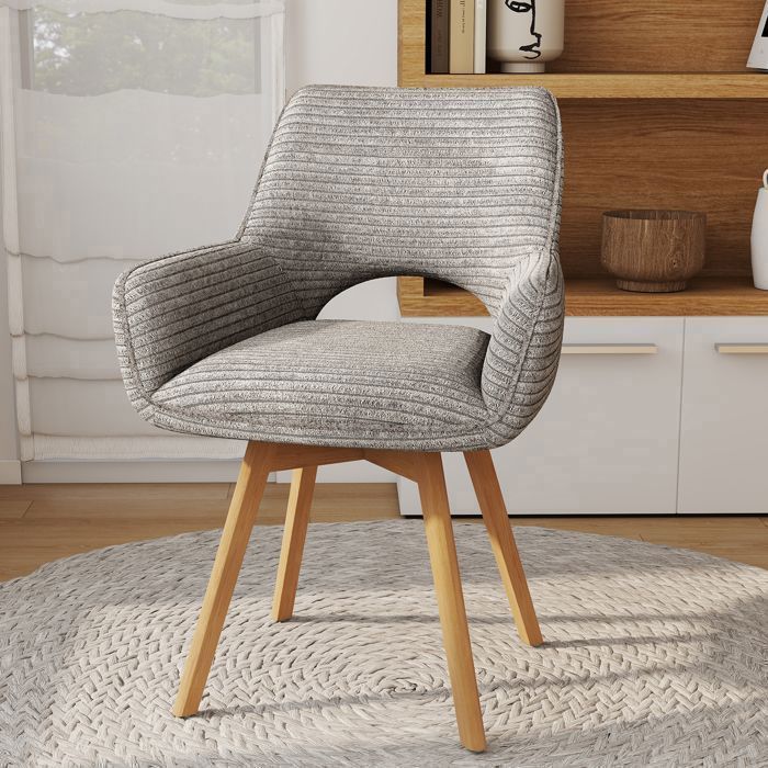 WAFTING Lot de 6 Chaises de Salle à Manger, Fauteuil Pivotantes avec Accoudoirs, Rembourrées avec Dossier en Velours,Bois