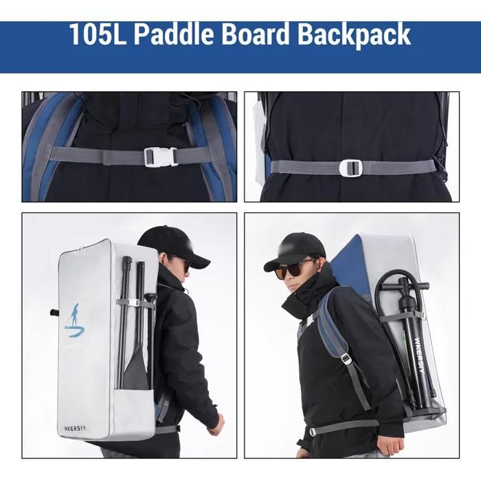 Zaino da viaggio YYV 105L impermeabile in PVC+Oxford per tavola da surf