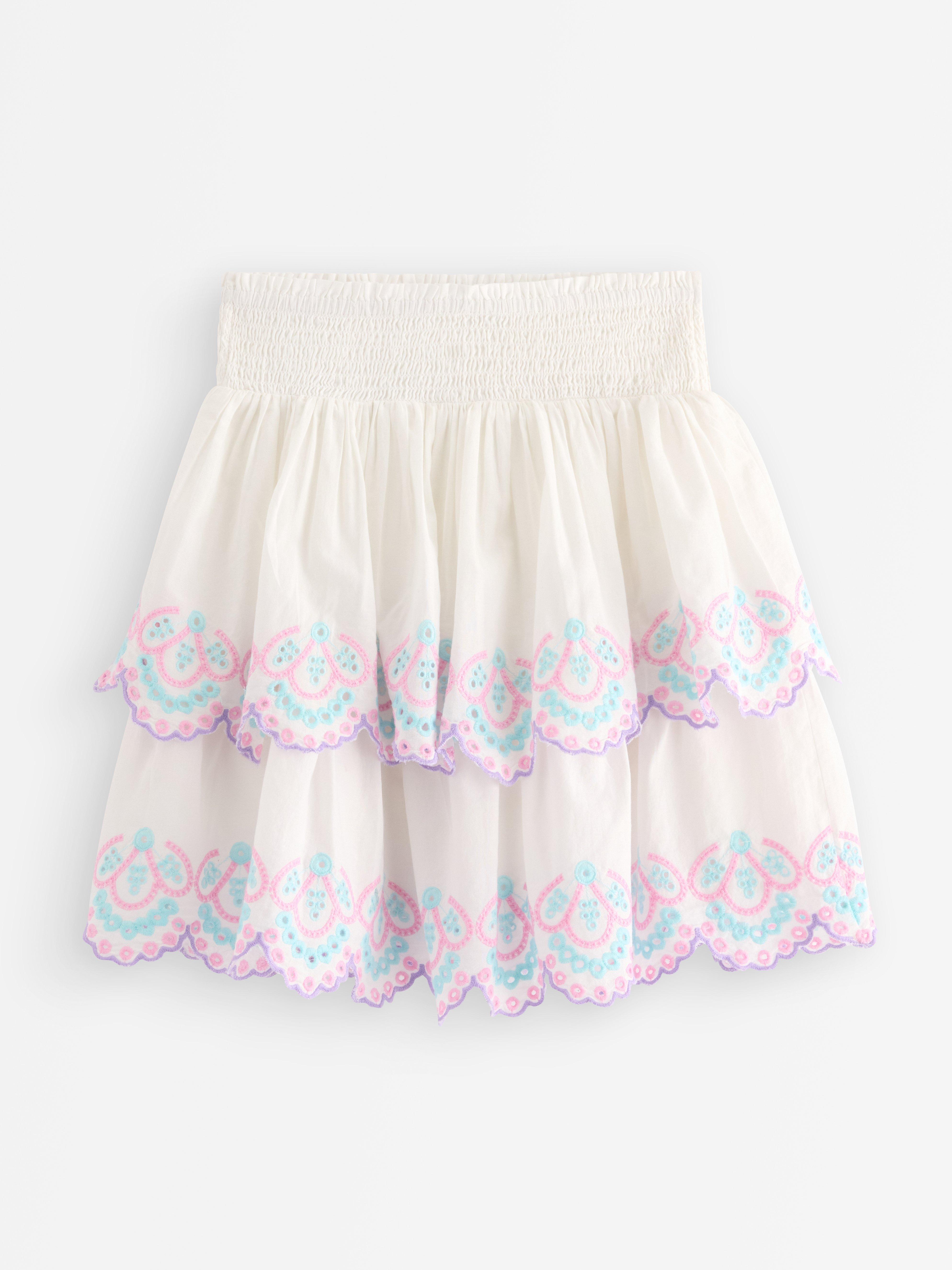 Rysjeskjørt med broderi Off White