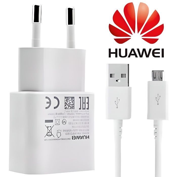 Cargador original - HUAWEI - P20 - Blanco - Carga y transferencia de datos - USB