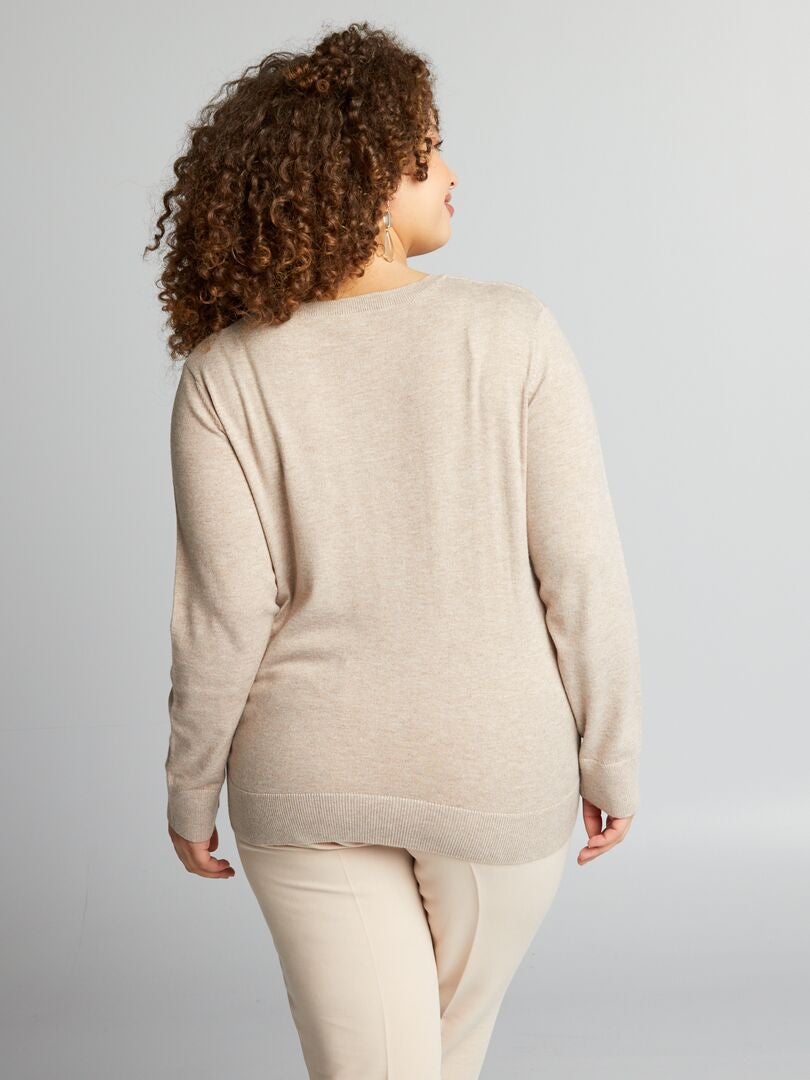 Fijngebreid vest - BEIGE