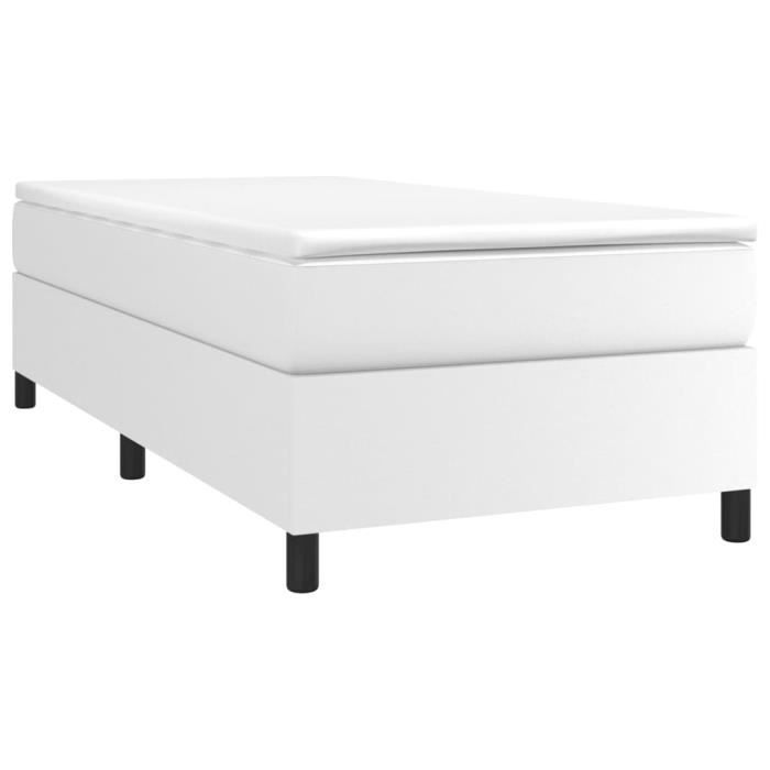 ZERODIS Sommier à ressorts de lit Blanc 90x190 cm Similicuir LE647