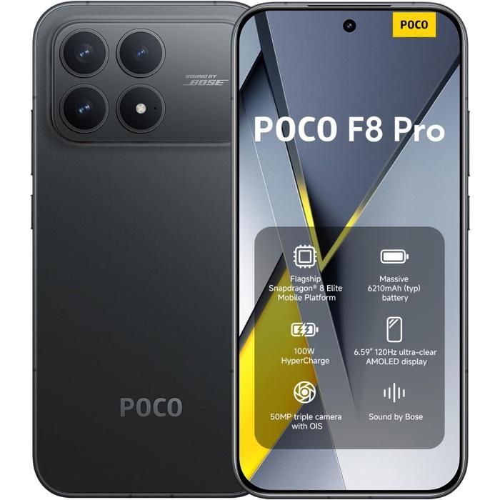 Xiaomi POCO F8 Pro 5G Smartphone 12+256GB Zwart, 2 jaar garantie, oplader niet inbegrepen