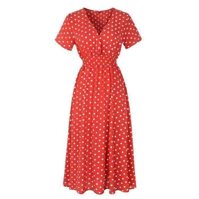MOBIGARLAN Robe Femmes effet moucheté et chiné pour Vêtements