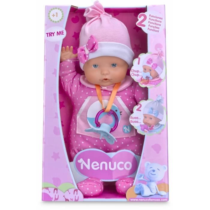 Poupon NENUCO SOFT 2 Fonctions - Corps souple 30cm - Rose
