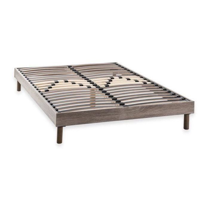 DEKO DREAM Sommier en kit 140x190 - Décor chêne et gris
