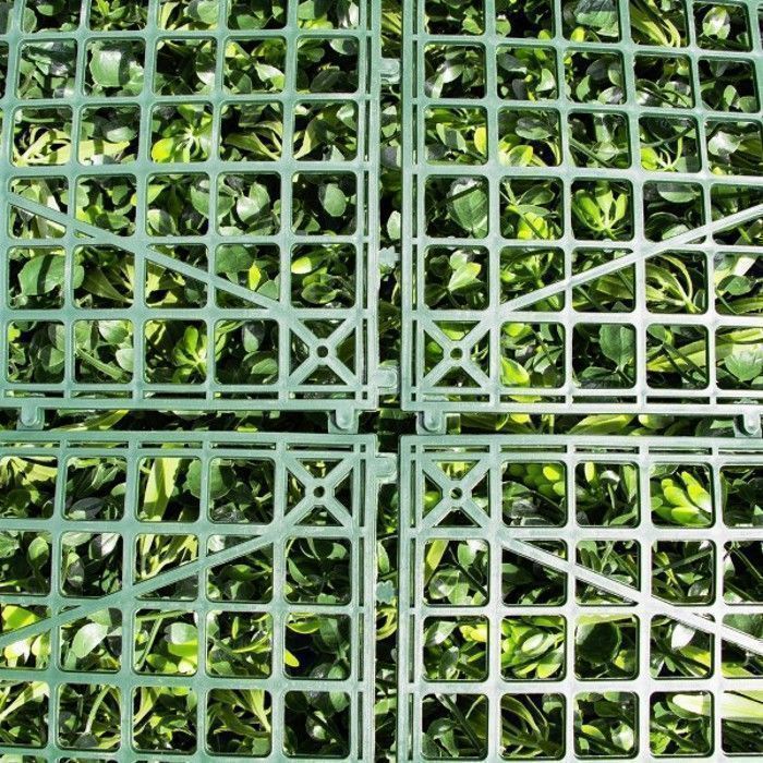 Pared verde artificial Synthaietik Exotic, se vende en paneles de 1 m x 1 m, para decoración de interiores y exteriores.