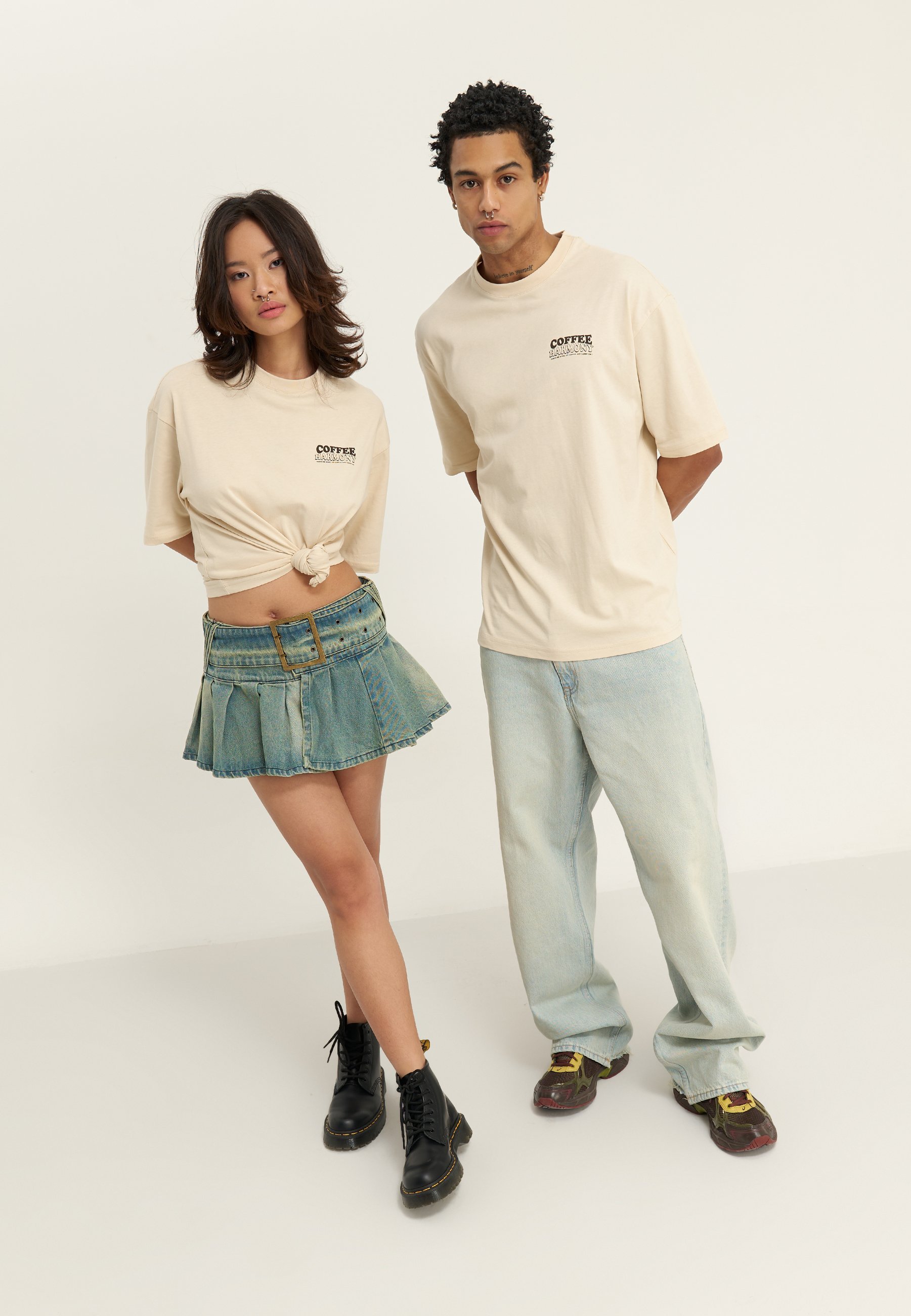 YOURTURN UNISEX - T-shirt met print - beige
