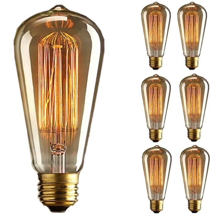 Bombillas Edison x6 - Bombillas incandescentes - ST64 Retro - E27 - 220V - 60W