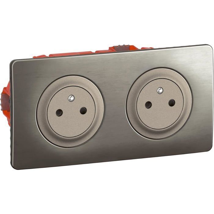 Legrand Céliane Surface Comfort - Titanium inbouw dubbel stopcontact, afdekplaat + doos