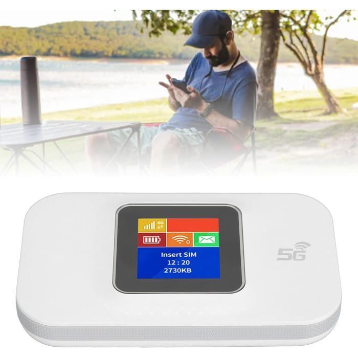 Routeur WiFi 4G Portable,Point D'accès WiFi Mobile à écran Couleur de 1,44 Pouces avec Emplacement pour Carte Micro SIM pour(White)