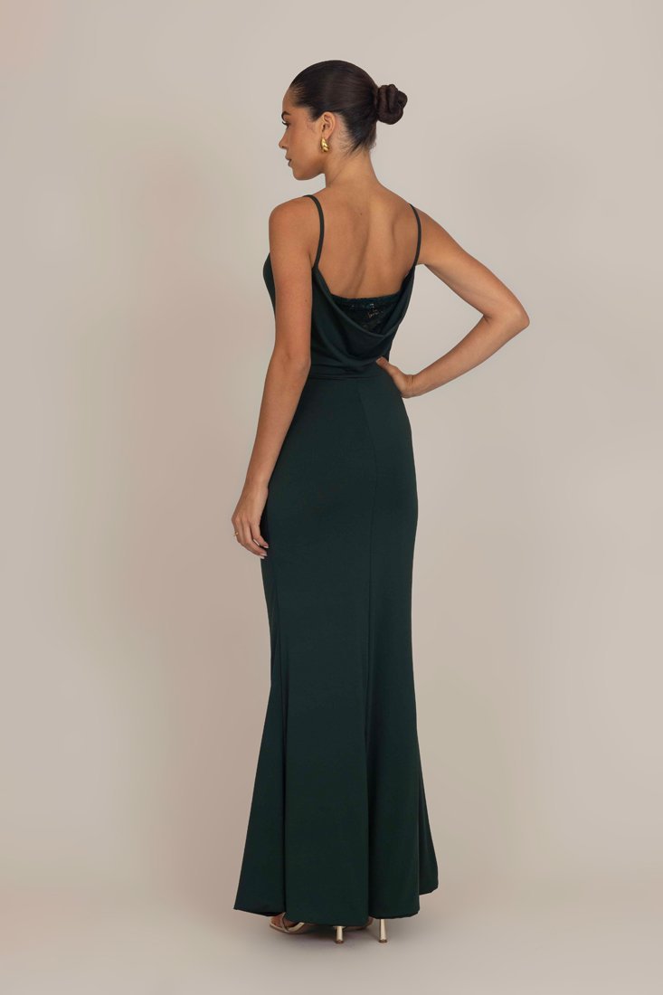 Vestido longo WAL G. TASHA BACK - Ideal para ocasiões especiais - Verde floresta