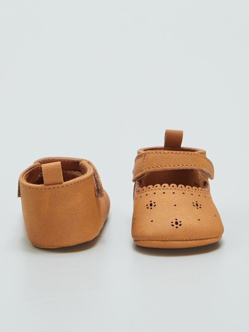 Sapatilhas de ballet com fecho de velcro - MARROM