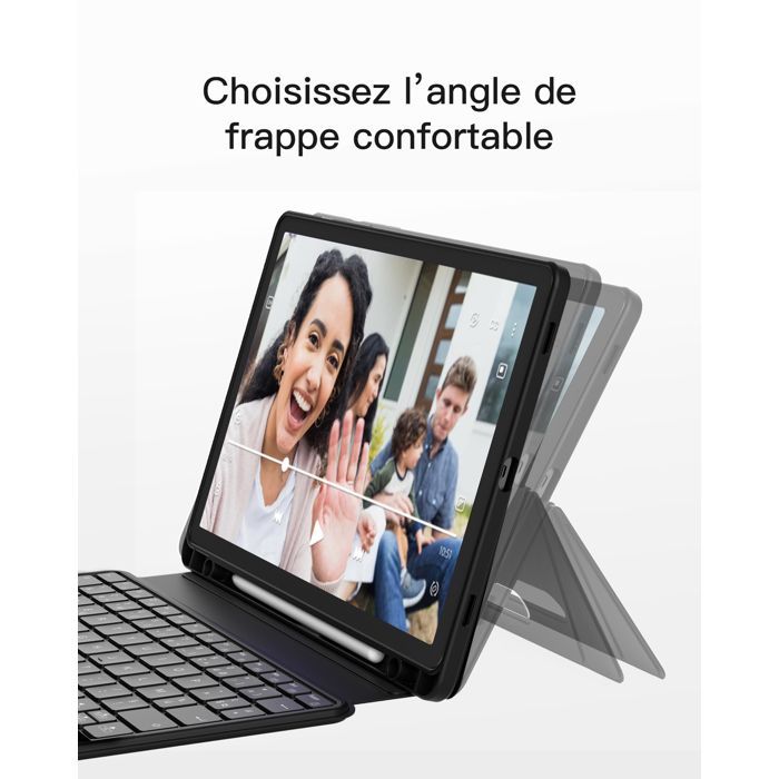 Inateck Keyboard Case for Samsung Galaxy Tab S10 Lite/S10 FE/S9 FE/S9, Portrait/Landscape, Detachable, with Touchpad, AZERTY