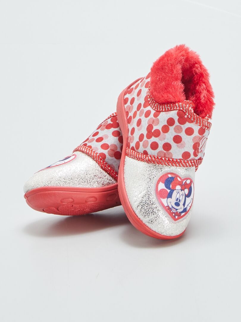 Chinelo de cano alto da Minnie Mouse com fecho de velcro - VERMELHO