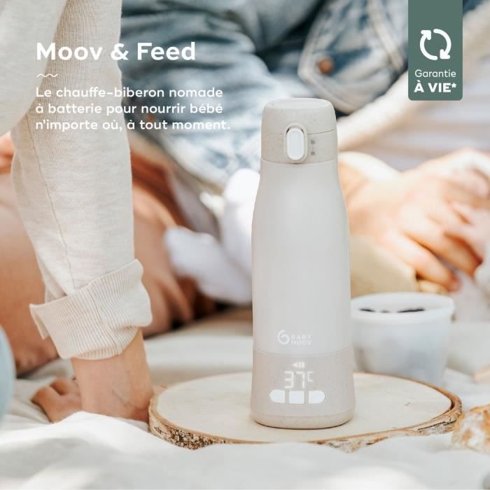 Scaldabiberon portatile Moov & Feed - BABYMOOV - 340 ml - Beige minerale - Controllo della temperatura - Mantiene caldo