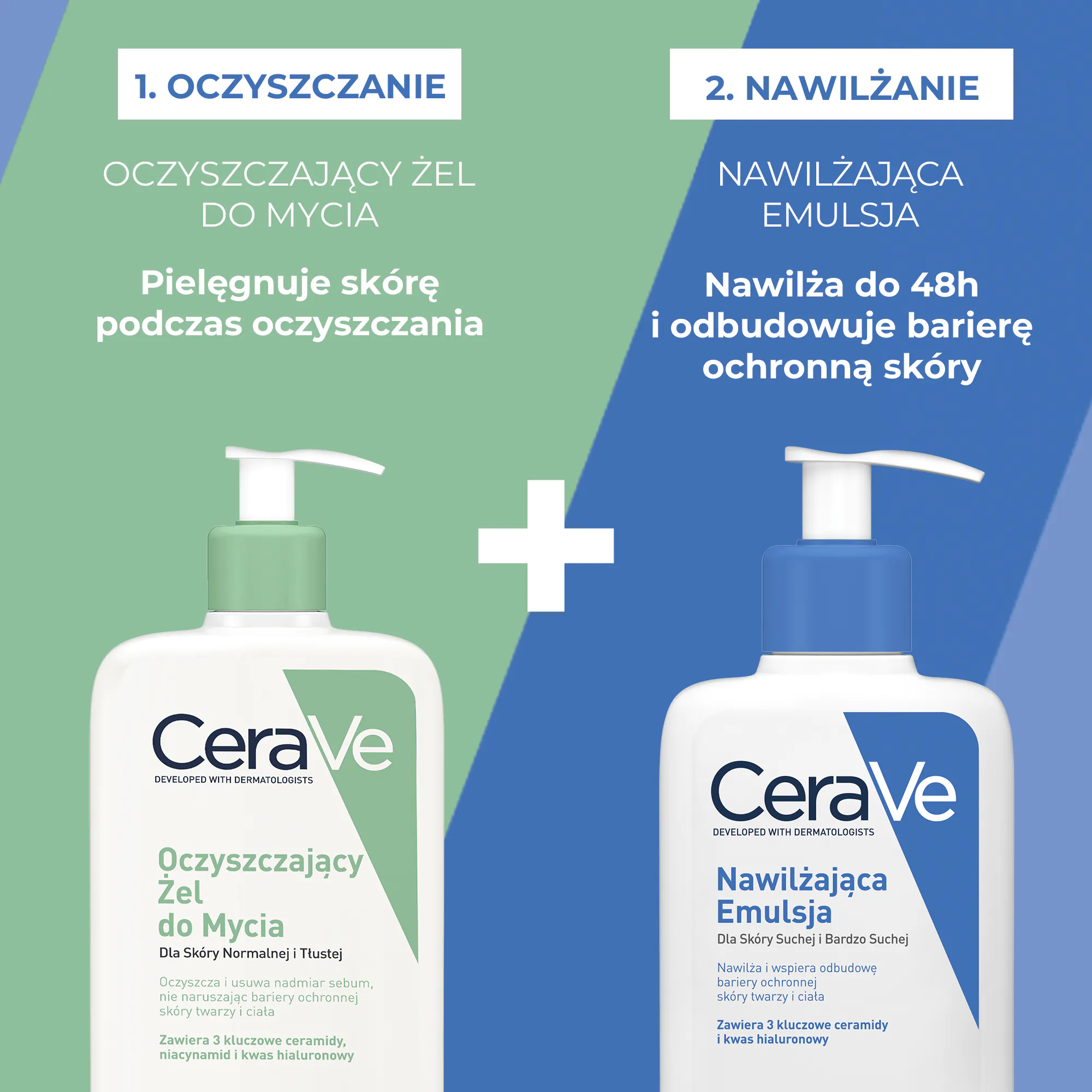 CeraVe Zestaw (Żel oczyszczający + Nawilżająca emulsja)