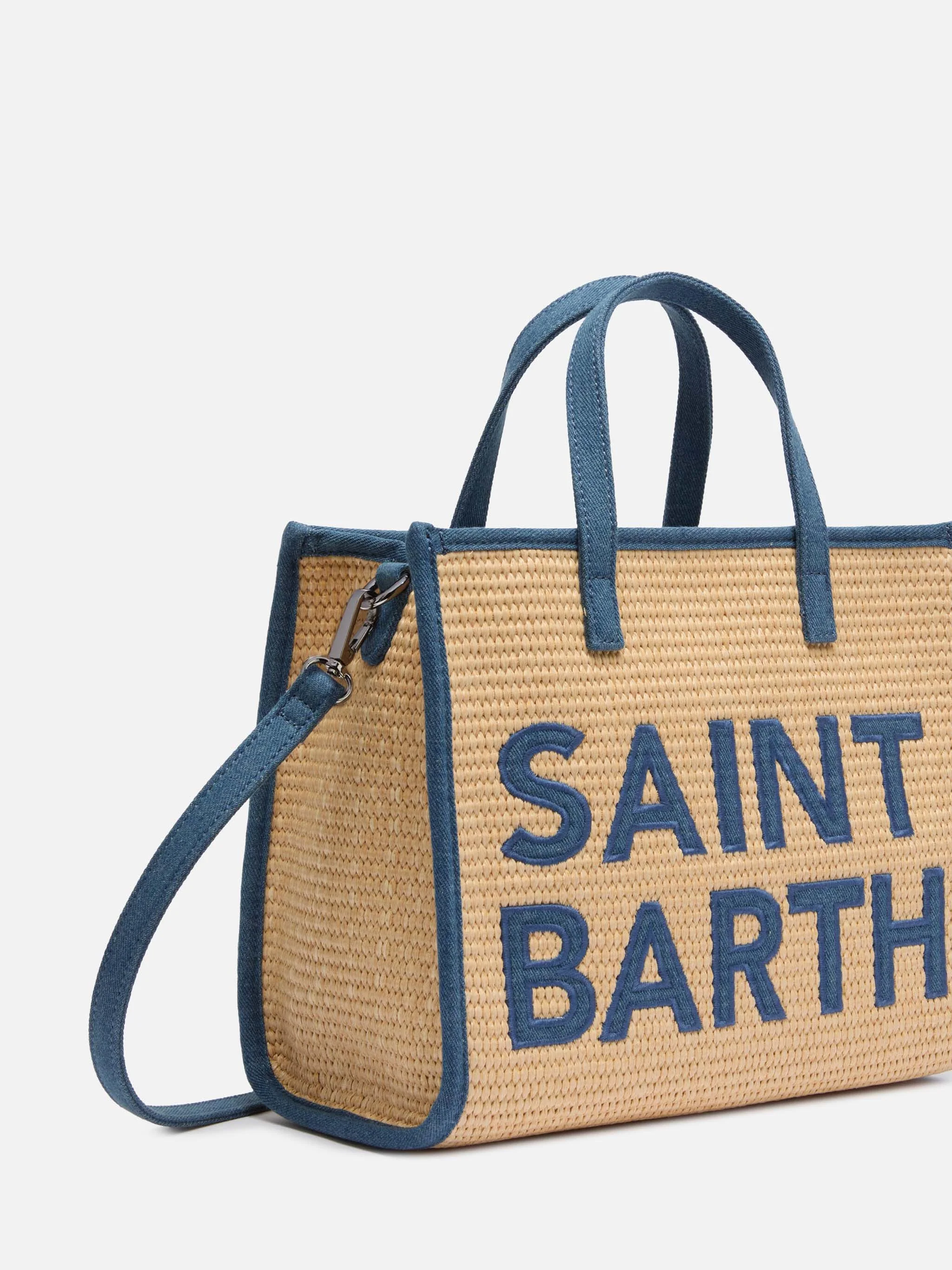 Vivian Midi beige håndtaske med stråeffekt