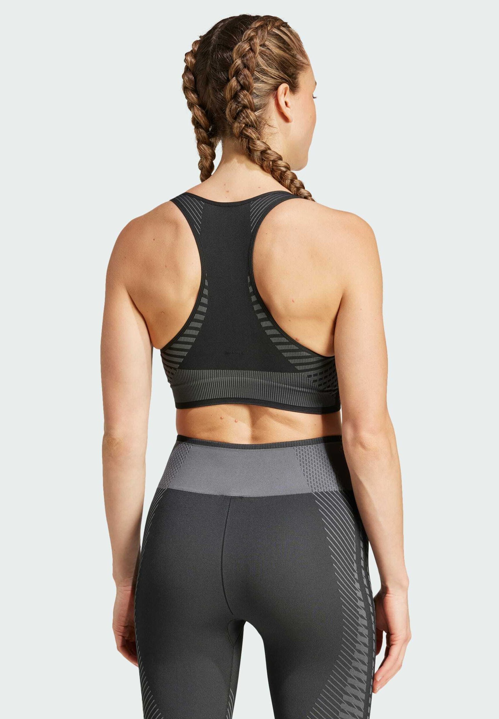 adidas Performance AEROKNIT LIGHT SUPPORT - Soutien-gorge de sport à maintien moyen - noir gris six