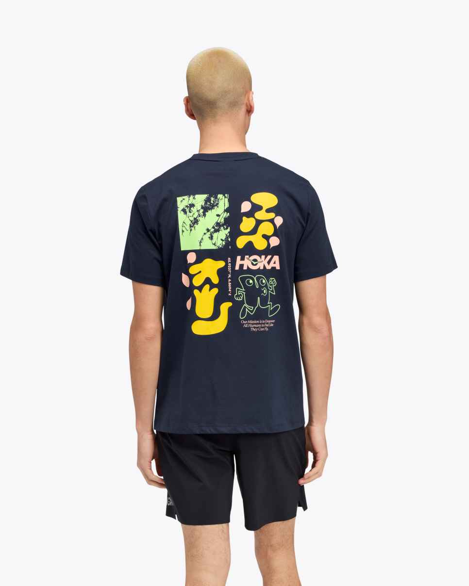 HOKA Tričko HOKA Collage Tee Varsity Navy