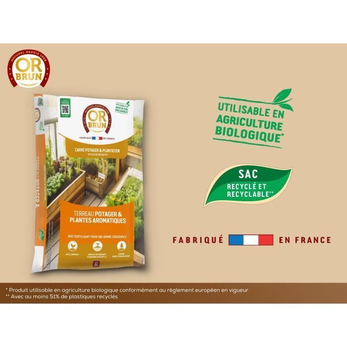 Sustrato para huerto y hierbas aromáticas - OR BRUN - OBRTARO6U - 6L - Crecimiento rápido