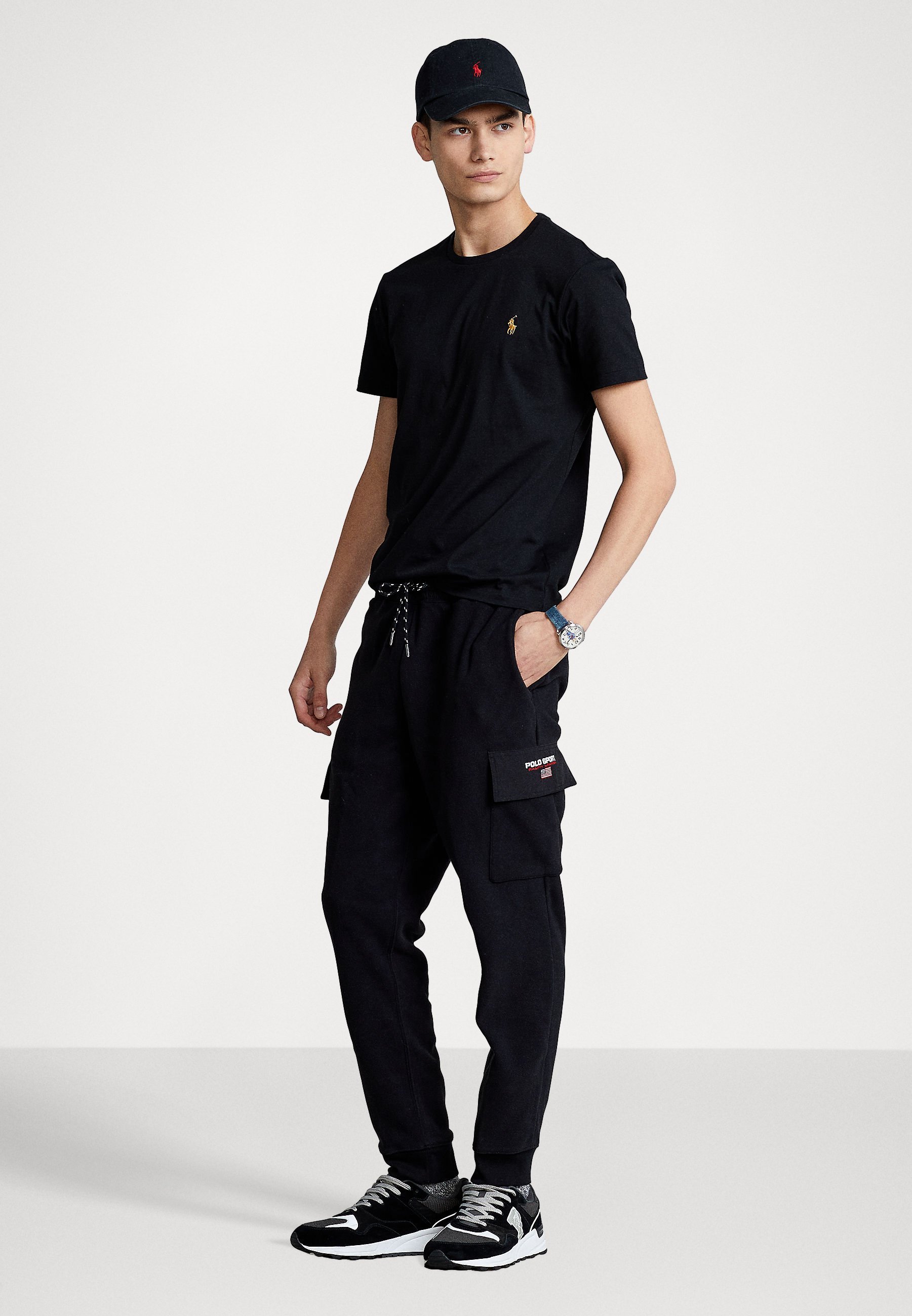 T-shirt Polo Ralph Lauren coupe slim personnalisée à col rond - T-shirt basique - noir