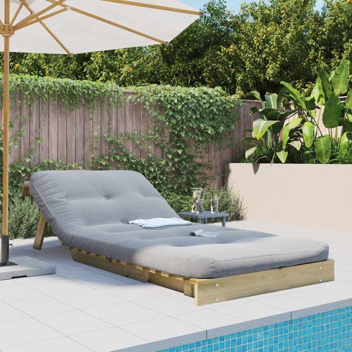 Sofá cama - Sofá cama futón con colchón de 80x206x11 cm, madera de pino impregnada 904717