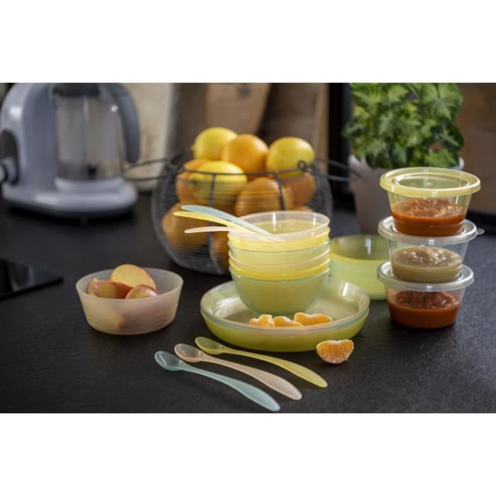 Cuillères bébé - FORMULA BABY - Lot de 6 - Pointe fine - Orange-Jaune-Vert