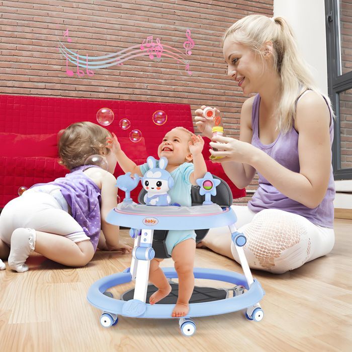 Trotteur bébé évolutif musical  - CREMLANK - 6 à 18 mois - Réglage du coussin à 5 niveaux - 20X52CM - Plastique