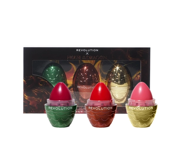 Makeup Revolution x House Of The Dragon zestaw balsamów do ust i policzków 3 x 9g