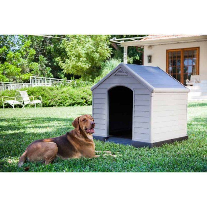 Caseta para perros - CURVER - Polipropileno - Impermeable y resistente a los rayos UV - 95 x 99 x 99 cm - Gris