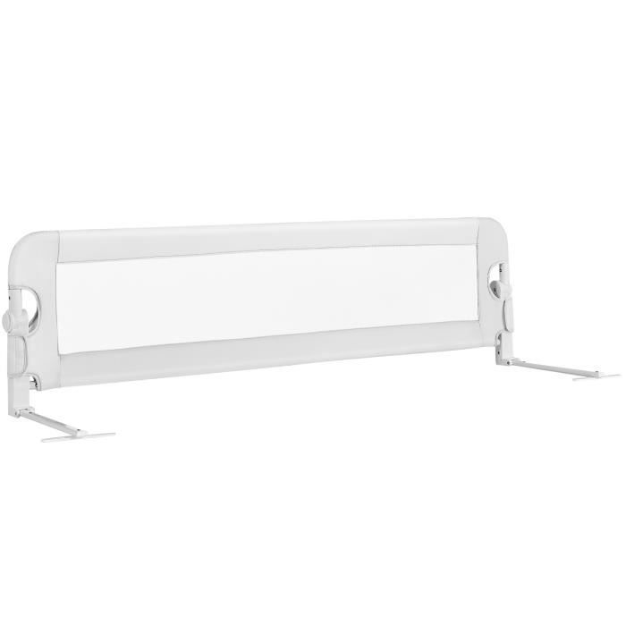 COSTWAY Barrière de Lit Pliable pour Bébé/Enfant 150x52CM en Tissu Oxford Angle 0°-180°avec Mousse Souple, Trous Pré-percés Blanc