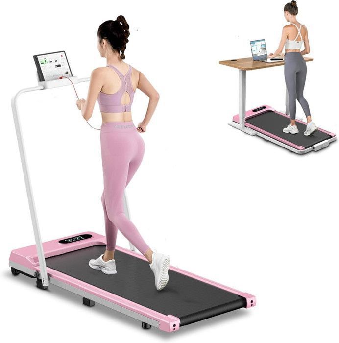 2-in-1 opvouwbare roze loopband - elektrische rolband - loopvlak 1-8 km/u - met afstandsbediening en lcd-scherm