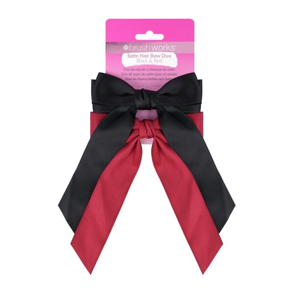 Lazo para el cabello de satén Brushworks (dúo) – Rojo y negro