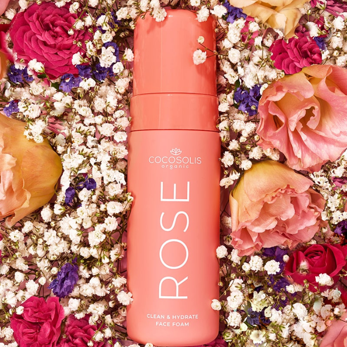 Schiuma detergente viso idratante alla rosa Cocosolis